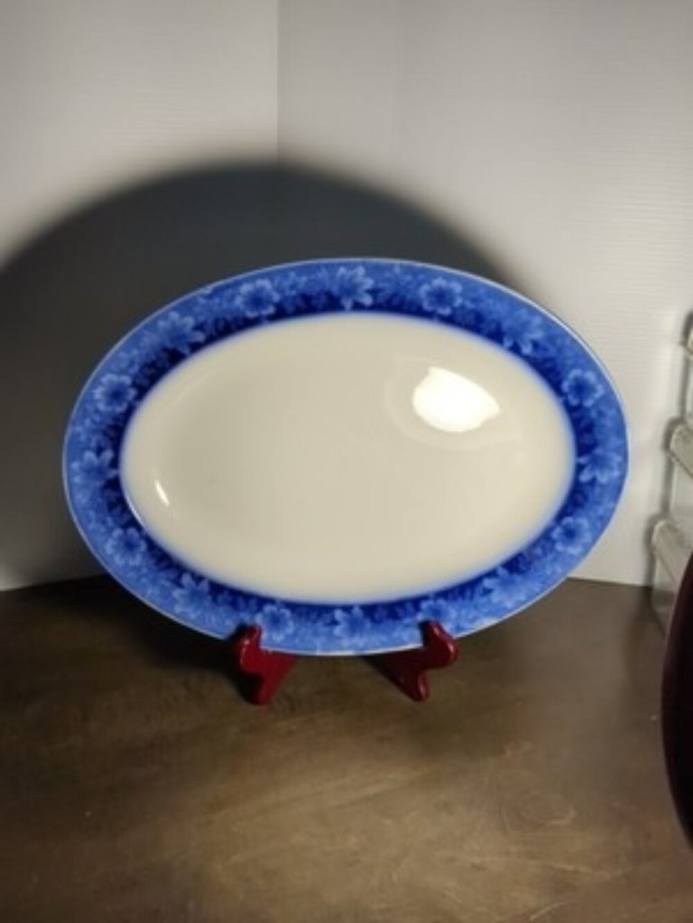Johnson Bros 1913 Antique Oval Porcelain Serving Platter Turin Flow Blue